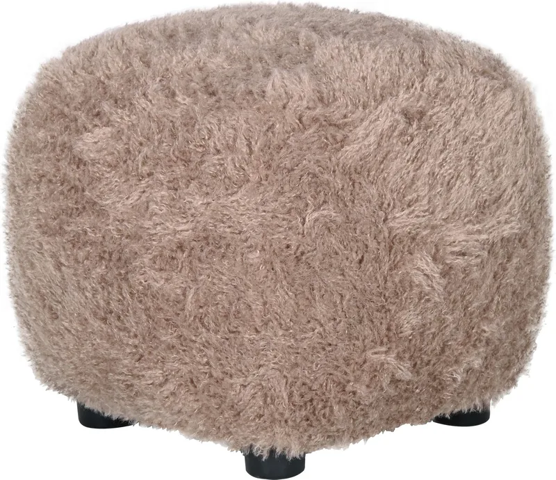 Sittpuff Fluffy i Hårigt Tyg, Brungrå