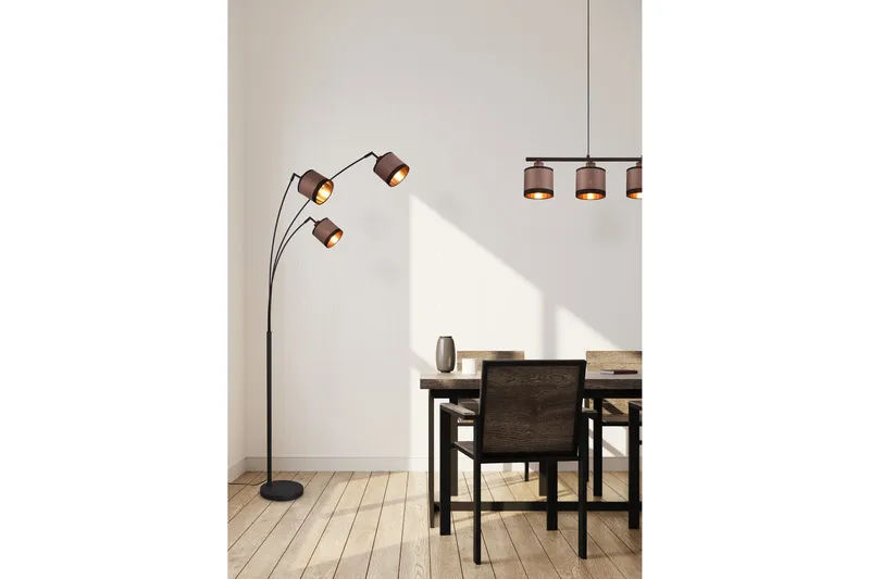Davos Golvlampa 3L E14 mattsvart/ greige - Matt svart/Greige - Products - Belysning - Lampor & belysning inomhus - Golvlampa