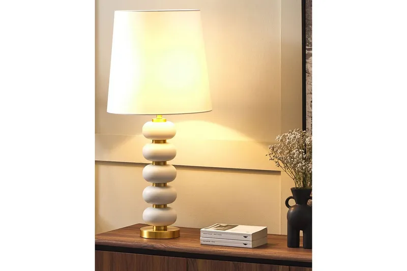 Laros Bordslampa 80 cm E27 - Vit/Guld - Products - Belysning - Lampor & belysning inomhus - Sovrumslampa - Sänglampa - Sängbordslampa