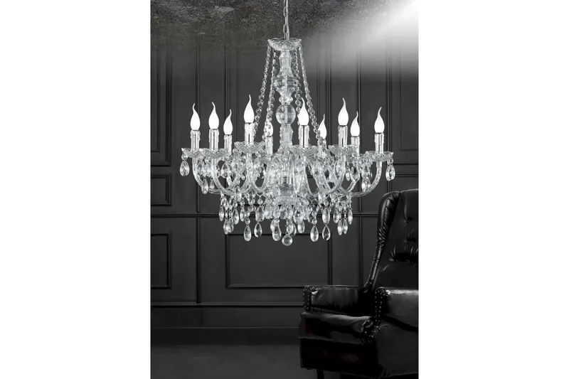 Luster Ljuskrona 10L E14 transparent - Transparent - Products - Belysning - Lampor & belysning inomhus - Taklampa & takbelysning - Kristallkrona & takkrona