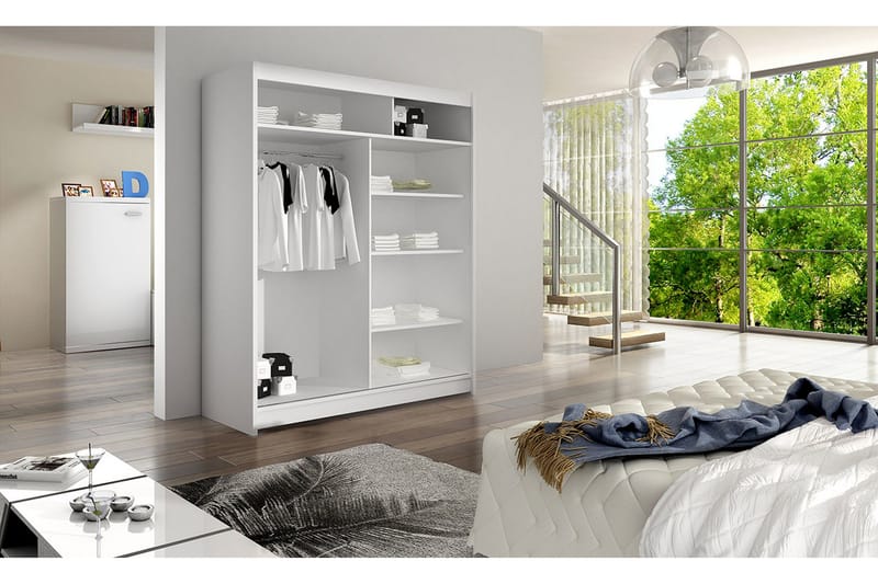 Camino Garderob 150x58x200 cm LED-belysning - Beige - Products - Förvaring - Garderober & garderobssystem