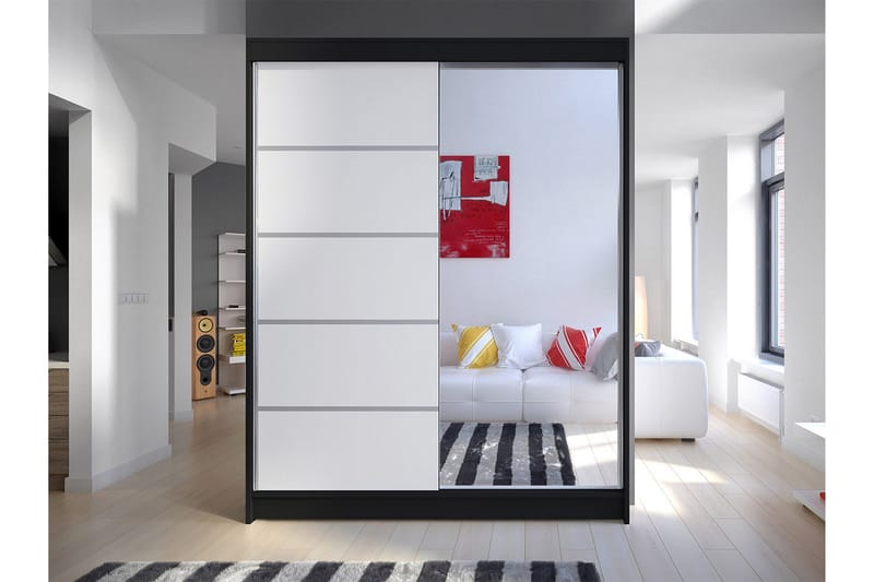 Camino Garderob 58x150 cm LED-belysning - Svart/Vit - Products - Förvaring - Garderober & garderobssystem