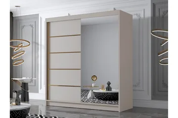 Chavez Garderob med Spegel 180x215 cm - Beige - Products - Förvaring - Garderober & garderobssystem