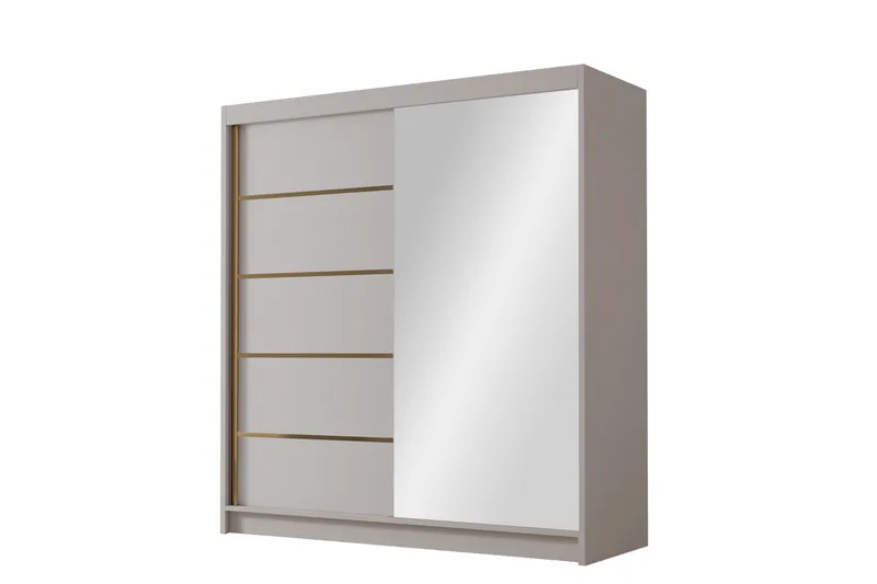 Chavez Garderob med Spegel 180x215 cm - Beige - Products - Förvaring - Garderober & garderobssystem