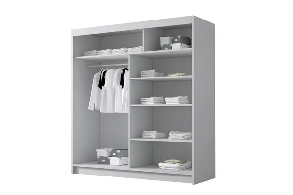 Chavez Garderob med Spegel 180x215 cm - Vit/Svart - Products - Förvaring - Garderober & garderobssystem