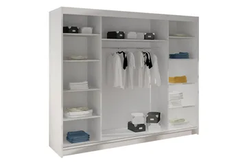 Cyria Garderob med rymlig Förvaring och Skjutdörrar med Spegel 200x215 cm - Beige - Products - Förvaring - Garderober & garderobssystem