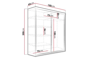 Dunkra Garderob m. Spegel 150x200 cm - Vit - Products - Förvaring - Garderober & garderobssystem