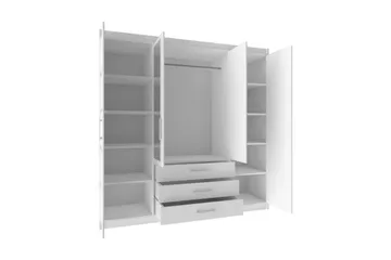 Escaldes Stor Garderob med Spegel 196 cm bred 200 cm hög - Vit - Products - Förvaring - Garderober & garderobssystem