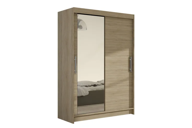 Estella Garderob 120 cm Skjutdörrar Böjd Spegel - Ek/Spegel - Products - Förvaring - Garderober & garderobssystem