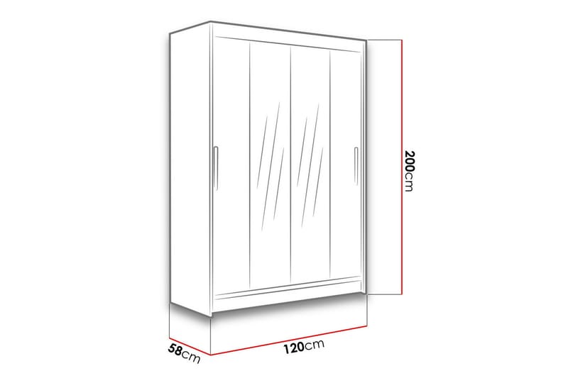 Estella Garderob 120 cm Skjutdörrar Smal Spegel - Ek/Tryffel/Spegel - Products - Förvaring - Garderober & garderobssystem