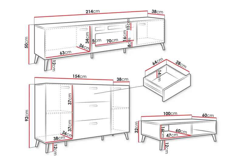 Akihiko Möbelset För Vardagsrum - Cashmere - Products - Förvaring - Förvaringsmöbler - Möbelset för vardagsrum