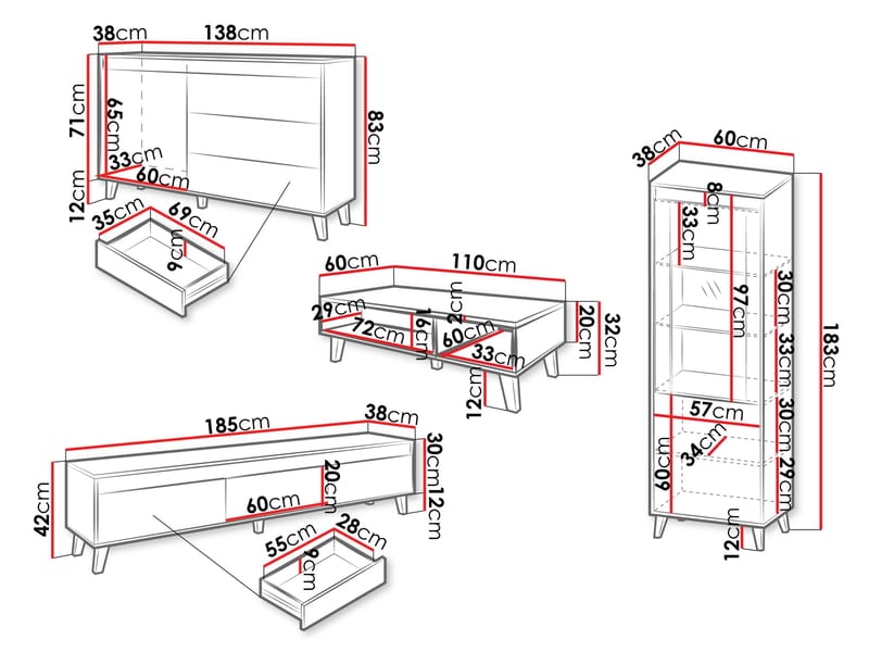 Amshyttan Möbelset För Vardagsrum - Brun/Svart - Products - Förvaring - Förvaringsmöbler - Möbelset för vardagsrum