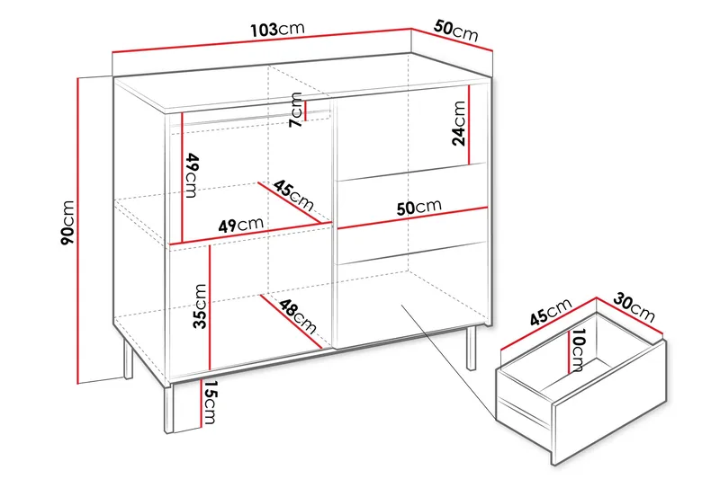 Bjurholm Byrå 103 cm - Vit - Products - Förvaring - Förvaringsmöbler - Byrå