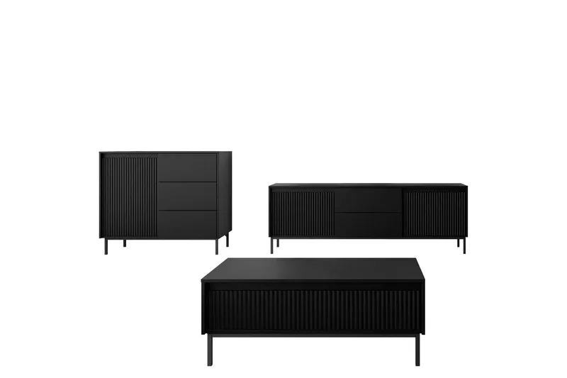 Bjurholm Möbelset För Vardagsrum, Svart
