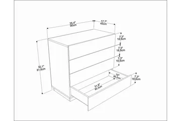 Desgrar Byrå 90x81,6 cm - Vit - Products - Förvaring - Förvaringsmöbler - Byrå - Hallbyrå