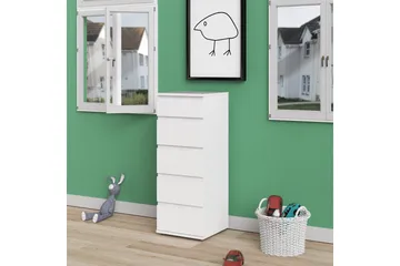 Rengo Byrå Smal 5 Lådor - Vit - Products - Förvaring - Förvaringsmöbler - Byrå - Hallbyrå