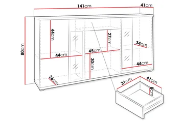 Salsa Byrå 140x40x80 cm - Vit - Products - Förvaring - Förvaringsmöbler - Byrå - Hallbyrå