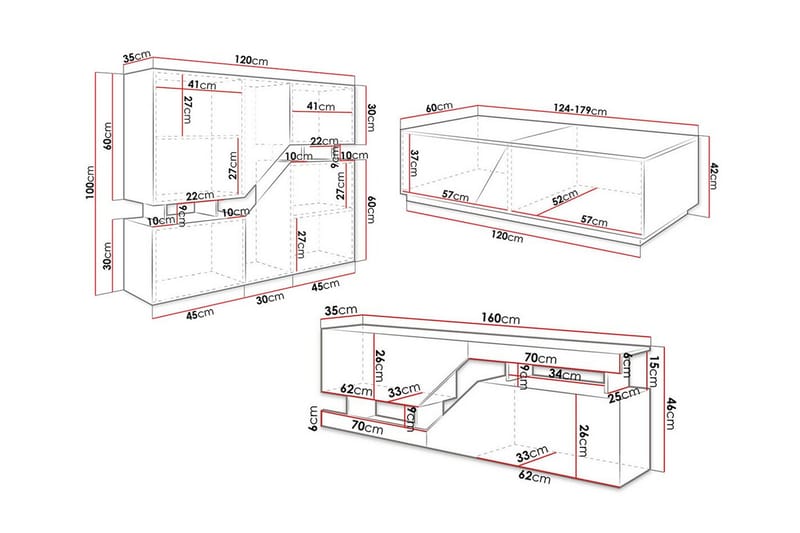 Carbost Möbelset För Vardagsrum Anthracite - Products - Förvaring - Förvaringsmöbler - Möbelset för vardagsrum