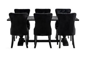 Dijon Matgrupp 200 cm inkl 6 Bergviken Stolar Sammet - Brun / Svart / Sammet - Products - Förvaring - Förvaringsmöbler - Sideboard & skänk