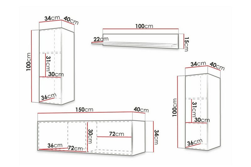 Dunvegan Möbelset För Vardagsrum White - Products - Förvaring - Förvaringsmöbler - Möbelset för vardagsrum