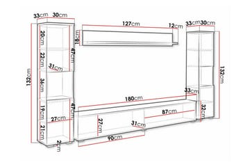 Galbally Möbelset För Vardagsrum White - Products - Förvaring - Förvaringsmöbler - Möbelset för vardagsrum
