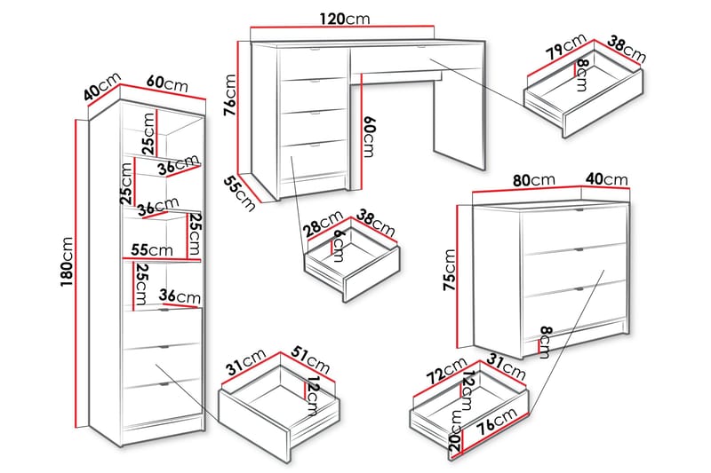 Gudelia Möbelset För Vardagsrum - Vit - Products - Förvaring - Förvaringsmöbler - Möbelset för vardagsrum