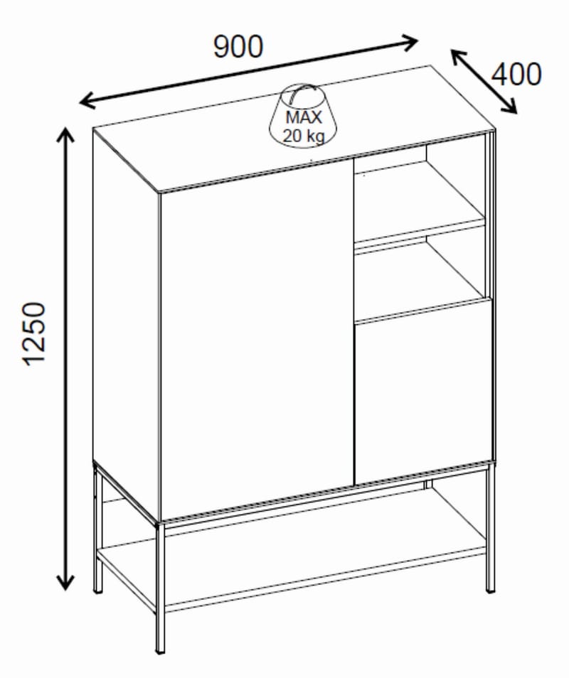 Kenvor Sideboard 90x125x40 cm - naturlig ek trä svart svart - Products - Förvaring - Förvaringsmöbler - Sideboard & skänk