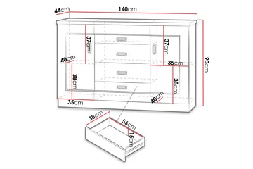 Tadeusz Byrå 140x44x90 cm - Brun - Products - Förvaring - Förvaringsmöbler - Byrå