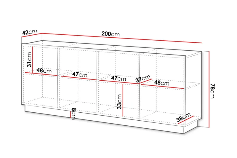 Torvalen Skänk 200x42 cm - Vit - Products - Förvaring - Förvaringsmöbler - Sideboard & skänk