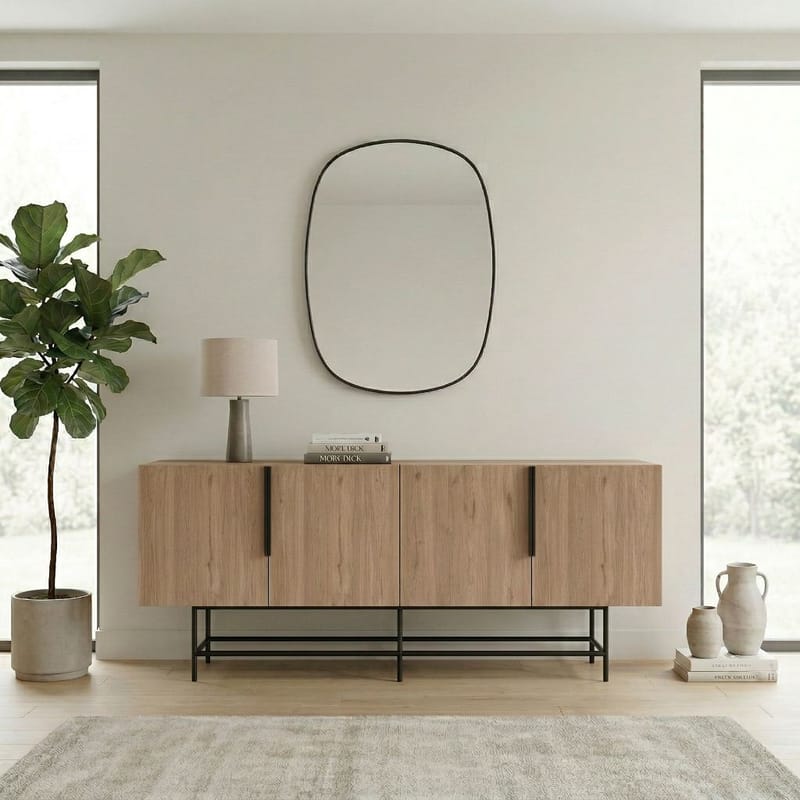 Truvia Konsol 200x77,9x40 cm - Natural Oak och svart - Products - Förvaring - Förvaringsmöbler - Sideboard & skänk