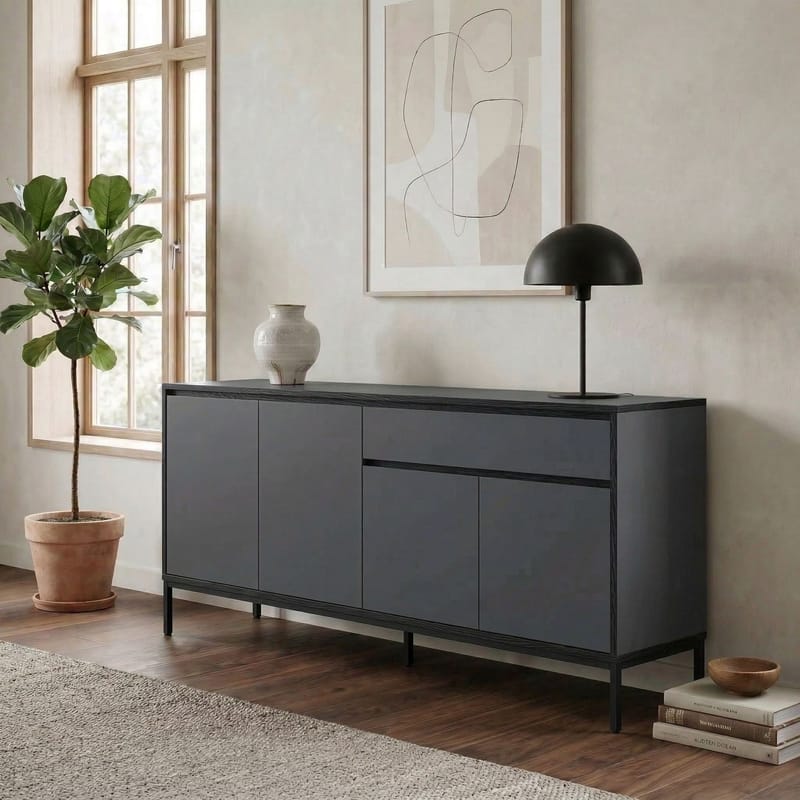 Velar Konsol 180x80x40 cm - Antracit, Wood Black, Svart - Products - Förvaring - Förvaringsmöbler - Sideboard & skänk