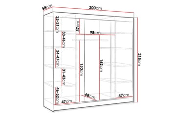 Cyria Garderob 200x215 cm - Brun/Svart - Products - Förvaring - Garderober & garderobssystem - Garderobsskåp