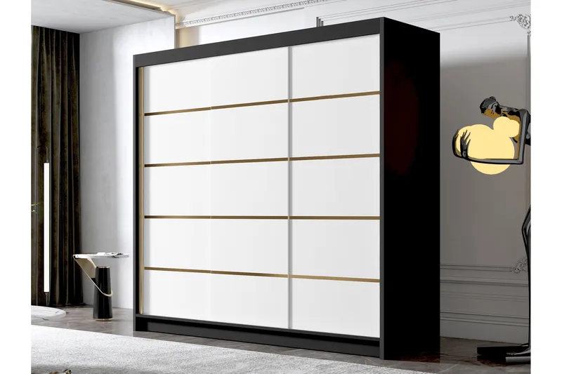 Dianna Garderob 200x215 cm - Vit/Svart - Products - Förvaring - Garderober & garderobssystem - Garderobsskåp