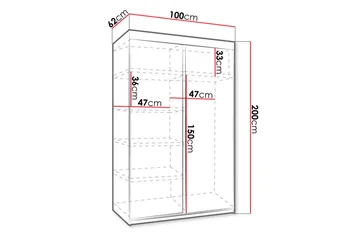Dunkra Garderob 100x200 cm - Beige/Grå - Products - Förvaring - Garderober & garderobssystem - Garderobsskåp