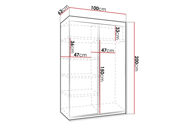 Dunkra Garderob 100x200 cm - Beige/Grå - Products - Förvaring - Garderober & garderobssystem - Garderobsskåp