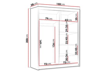 Emet Garderob 150x200 cm - Svart - Products - Förvaring - Garderober & garderobssystem - Garderobsskåp