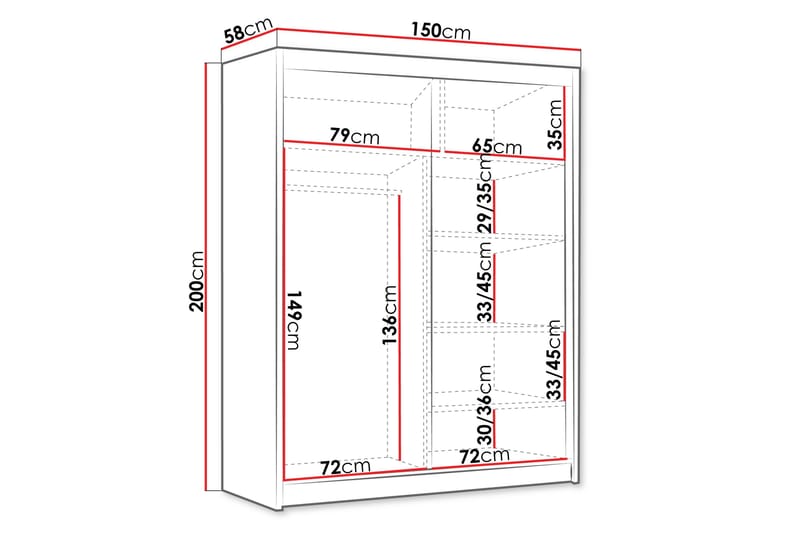Emet Garderob 150x200 cm - Svart - Products - Förvaring - Garderober & garderobssystem - Garderobsskåp