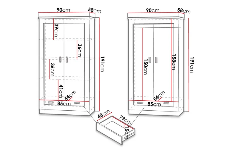 Tadeusz Garderob 90x57x190 cm - Brun - Products - Förvaring - Garderober & garderobssystem - Garderobsskåp