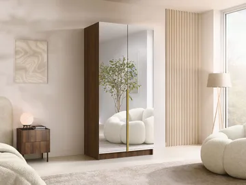 Herrljunga Garderob med Spegel 100x215 cm - Guld/Spegel - Products - Förvaring - Garderober & garderobssystem