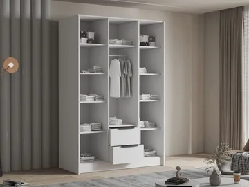 Herrljunga Garderob med Spegel 150x215 cm med lådor - Brun/Guld/Spegel - Products - Förvaring - Garderober & garderobssystem