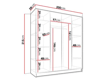 Herrljunga Garderob med Spegel 200x215 cm - Svart/Spegel - Products - Förvaring - Garderober & garderobssystem