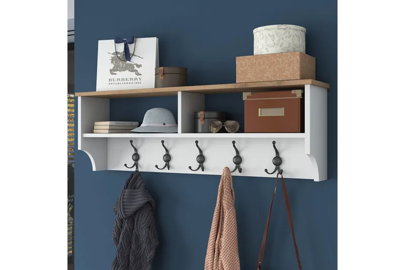 Caraway Hatthylla 120x22,2 cm Vit/Brun - Hanah Home - Products - Förvaring - Hylla - Hatthylla