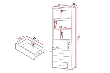 Lindesberg Bokhylla 63 cm - Vit - Products - Förvaring - Hylla - Bokhylla