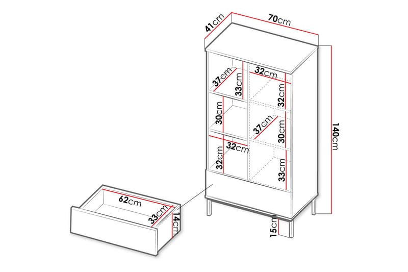 Querty Bokhylla 70x140x41 cm - Natur/Svart - Products - Förvaring - Hylla - Bokhylla