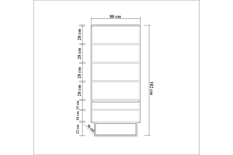 Vernavola Bokhylla 80x36 cm 3 Hyllor - Mörkbrun/Svart - Products - Förvaring - Hylla - Bokhylla