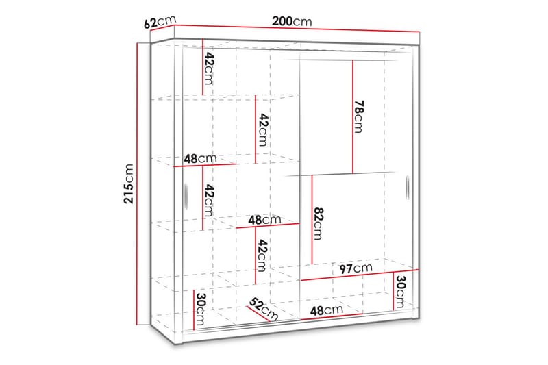 Julissa Garderob 200 cm med Spegel - Natur - Products - Förvaring - Garderober & garderobssystem