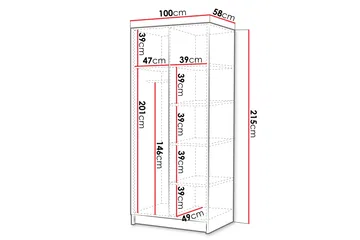 Julissa Garderob med Spegel 100 cm - Svart/Guld - Products - Förvaring - Garderober & garderobssystem