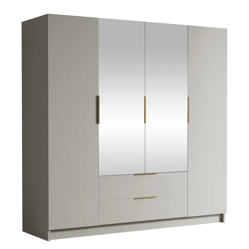 Kelros Garderob med Spegel 200x216 cm, Beige