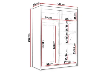 Lungos Garderob med Spegel 120x200 cm - Svart - Products - Förvaring - Garderober & garderobssystem