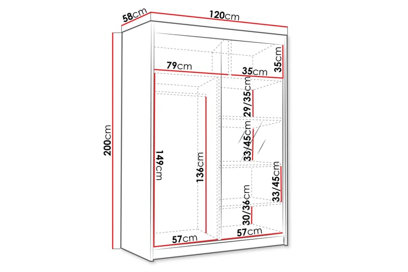 Lungos Garderob med Spegel 120x200 cm - Vit - Products - Förvaring - Garderober & garderobssystem